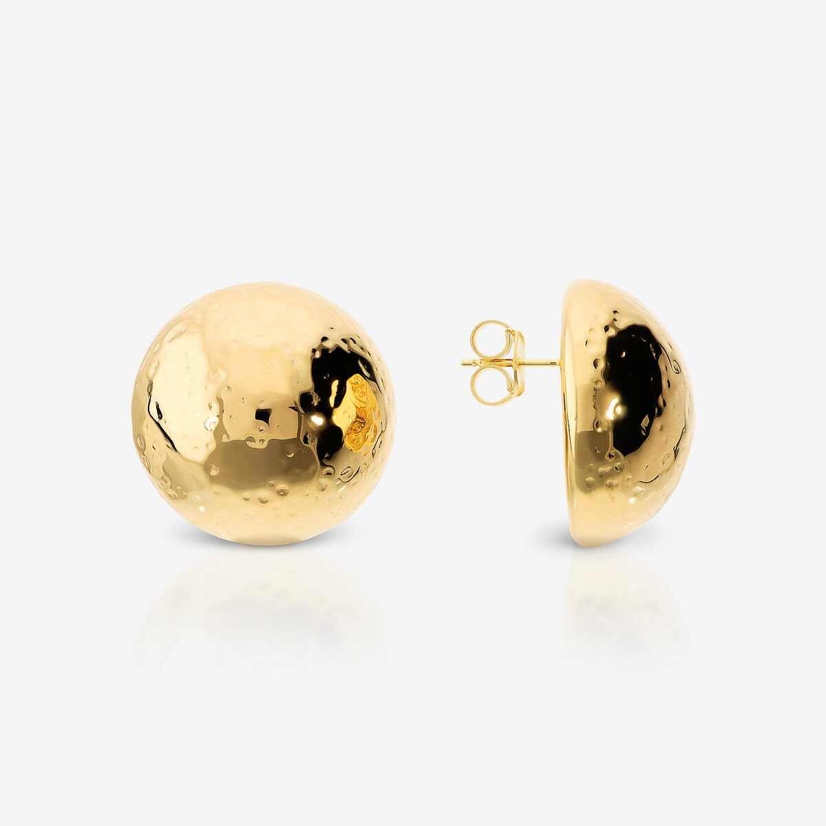 Boucles d'oreilles en sphère martelée en argent 925 plaqué or jaune 18Kt