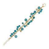 Rolo Chain Bracelet with Turquoise Pendants and Martellate Beads