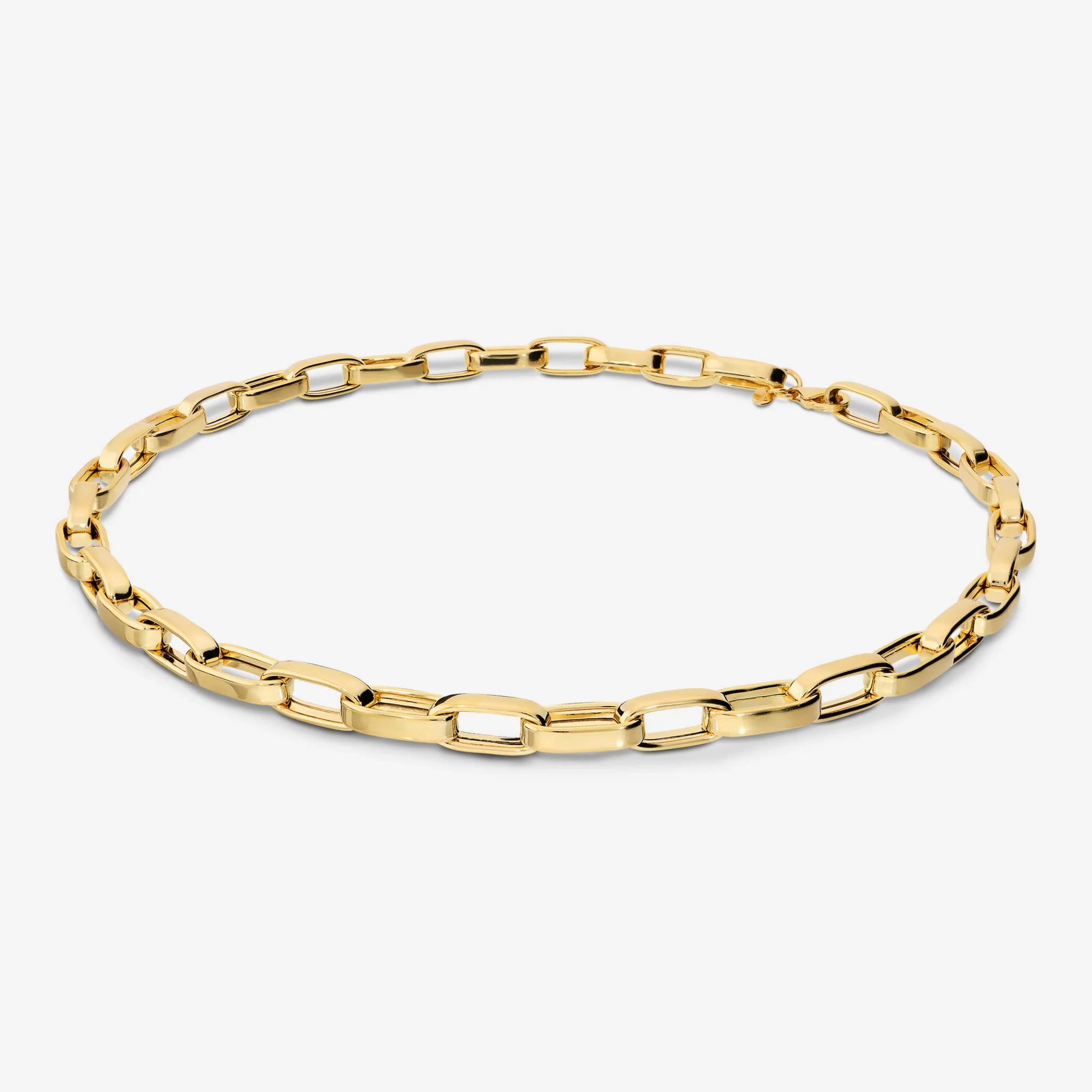 Maxi Necklace with Elongated Oval Links in 925 Silver plated with 18Kt Yellow Gold