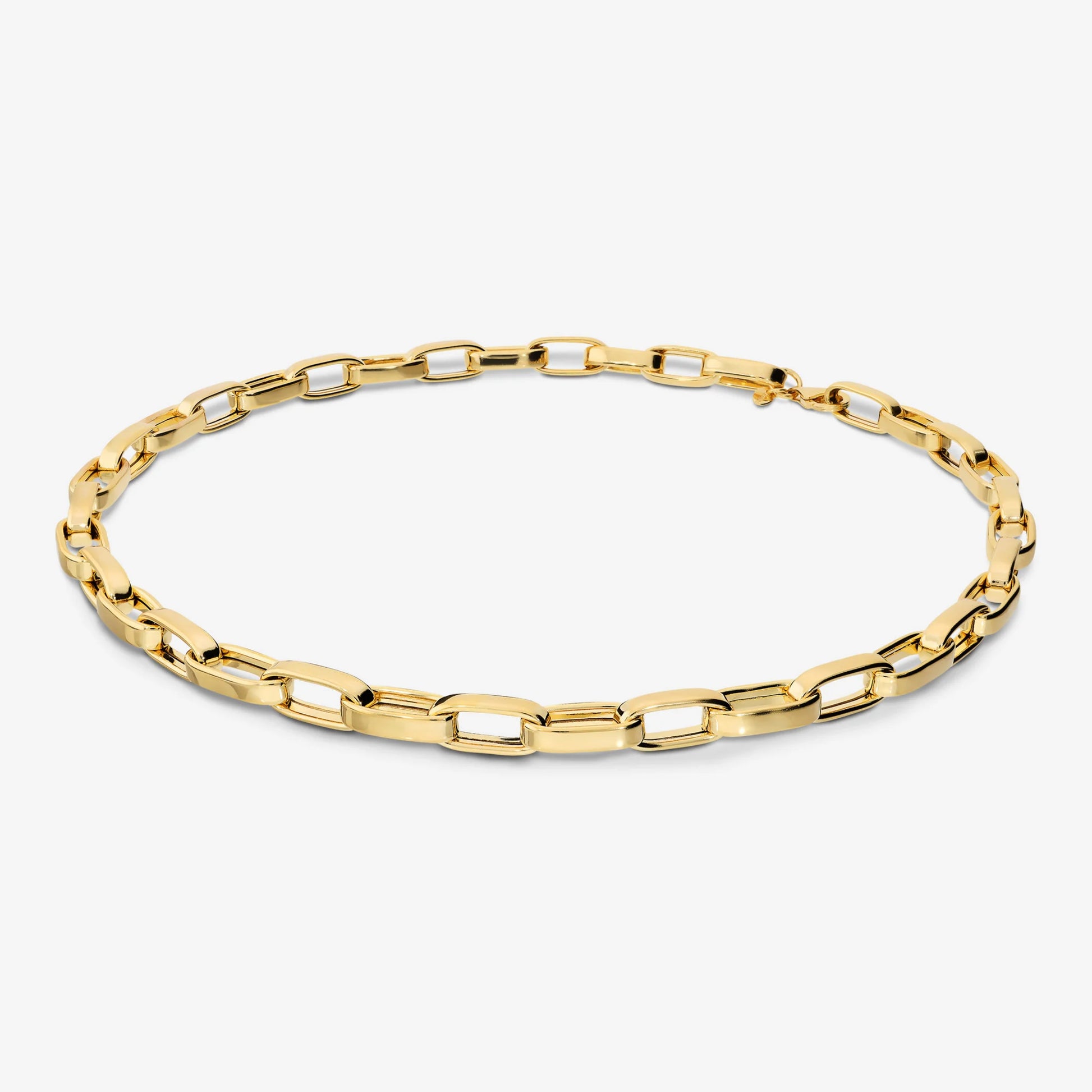 Maxi Necklace with Elongated Oval Links in 925 Silver plated with 18Kt Yellow Gold