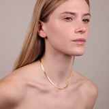Collana Girocollo in Maglia Snake Piatta in Argento 925 placcato Oro Giallo 18Kt