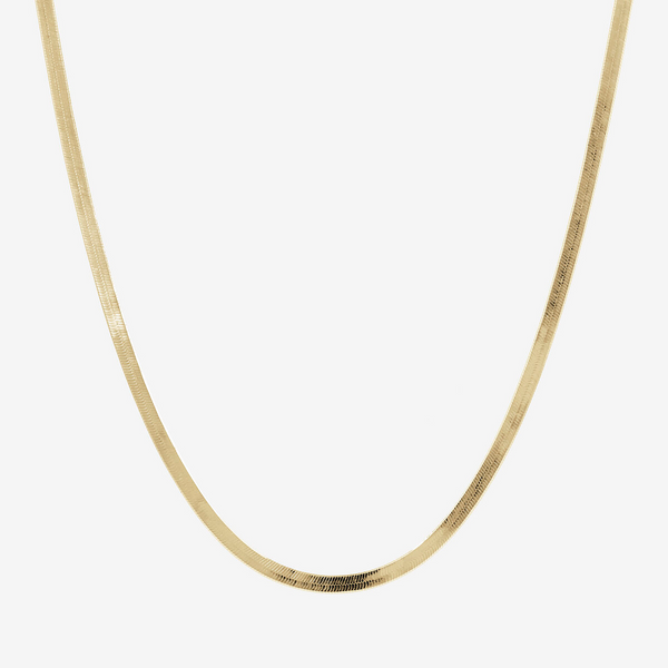 Lange Halskette mit flachen Schlangengliedern aus 18 Karat Gelbgold vergoldetem 925er Silber