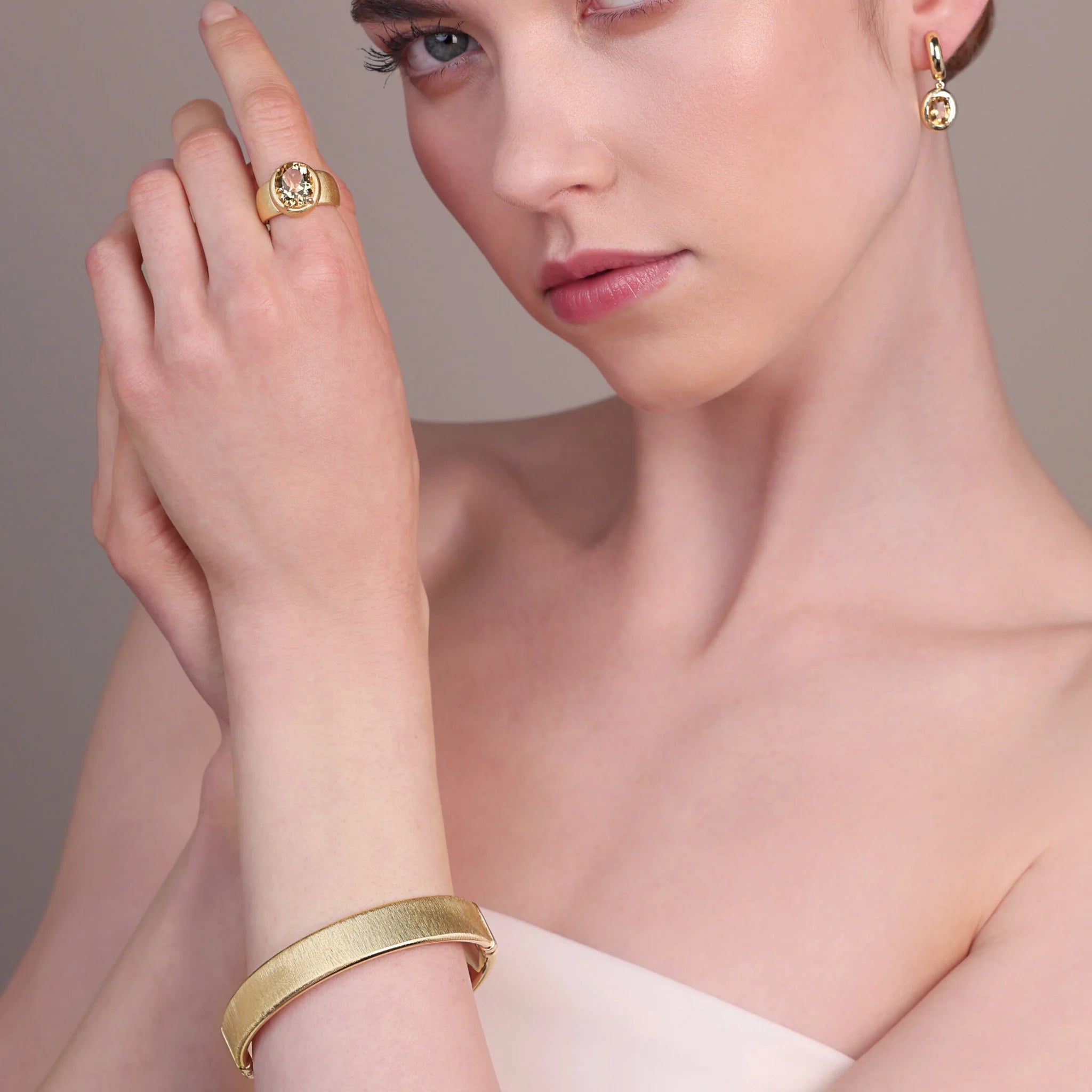 Silver 925 18Kt Yellow Gold Plated Rigid Satin Bracelet