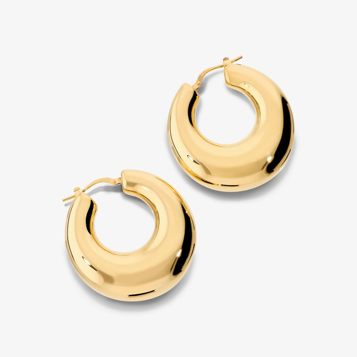 Graduated Hoop Earrings in 925 Silver plated with 18Kt Yellow Gold