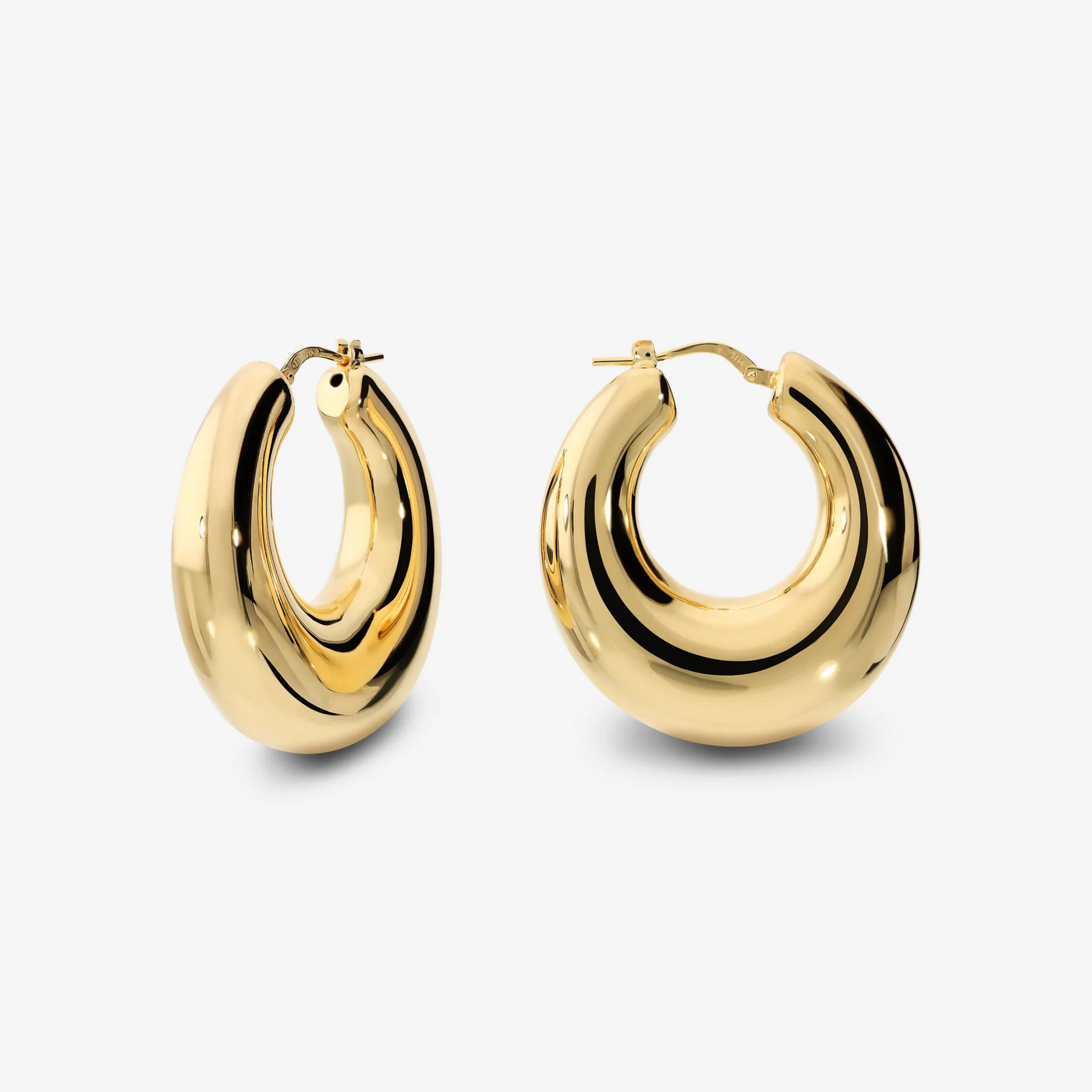 Boucles d'oreilles créoles graduées en Argent 925 plaqué Or Jaune 18Kt