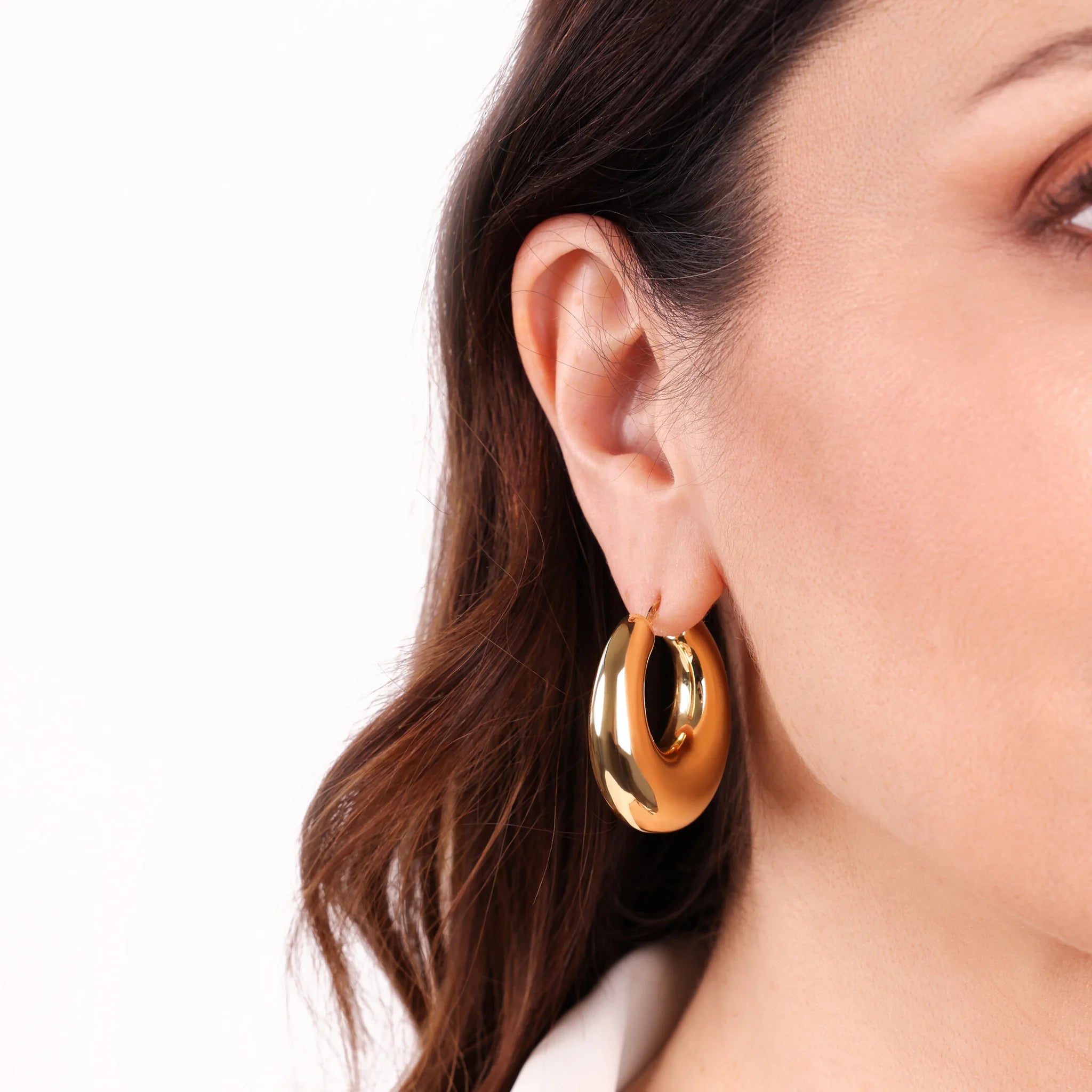 Boucles d'oreilles créoles graduées en Argent 925 plaqué Or Jaune 18Kt