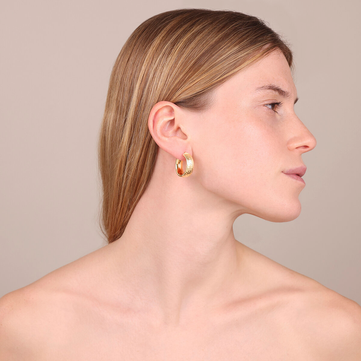 Boucles d'oreilles créoles en argent 925 plaqué or jaune 18Kt