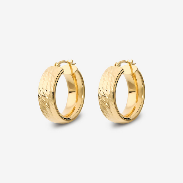 Orecchini a Cerchio Diamantati in Argento 925 placcato Oro Giallo 18Kt