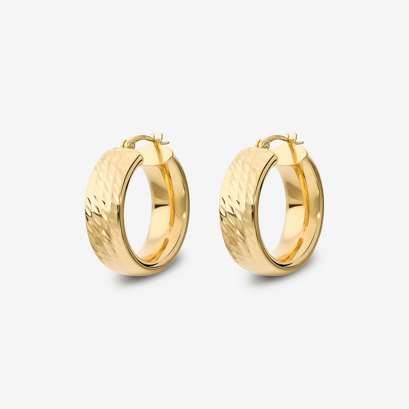 Orecchini a Cerchio Diamantati in Argento 925 placcato Oro Giallo 18Kt