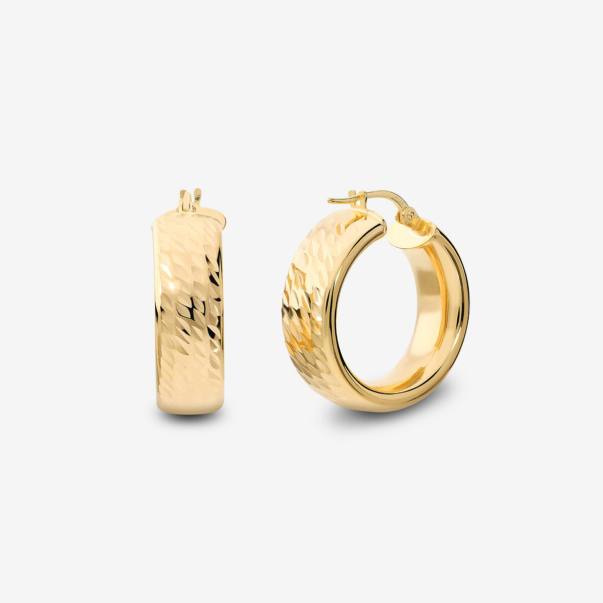 Orecchini a Cerchio Diamantati in Argento 925 placcato Oro Giallo 18Kt