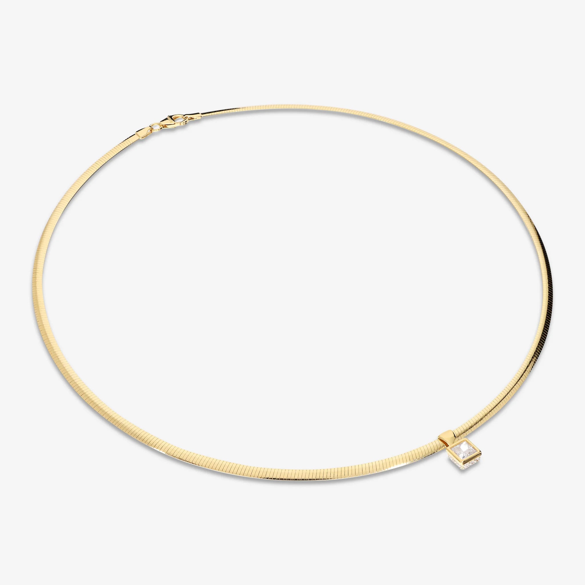 Collier à maillons oméga en argent 925 plaqué or jaune 18Kt avec zircon cubique Dot Light