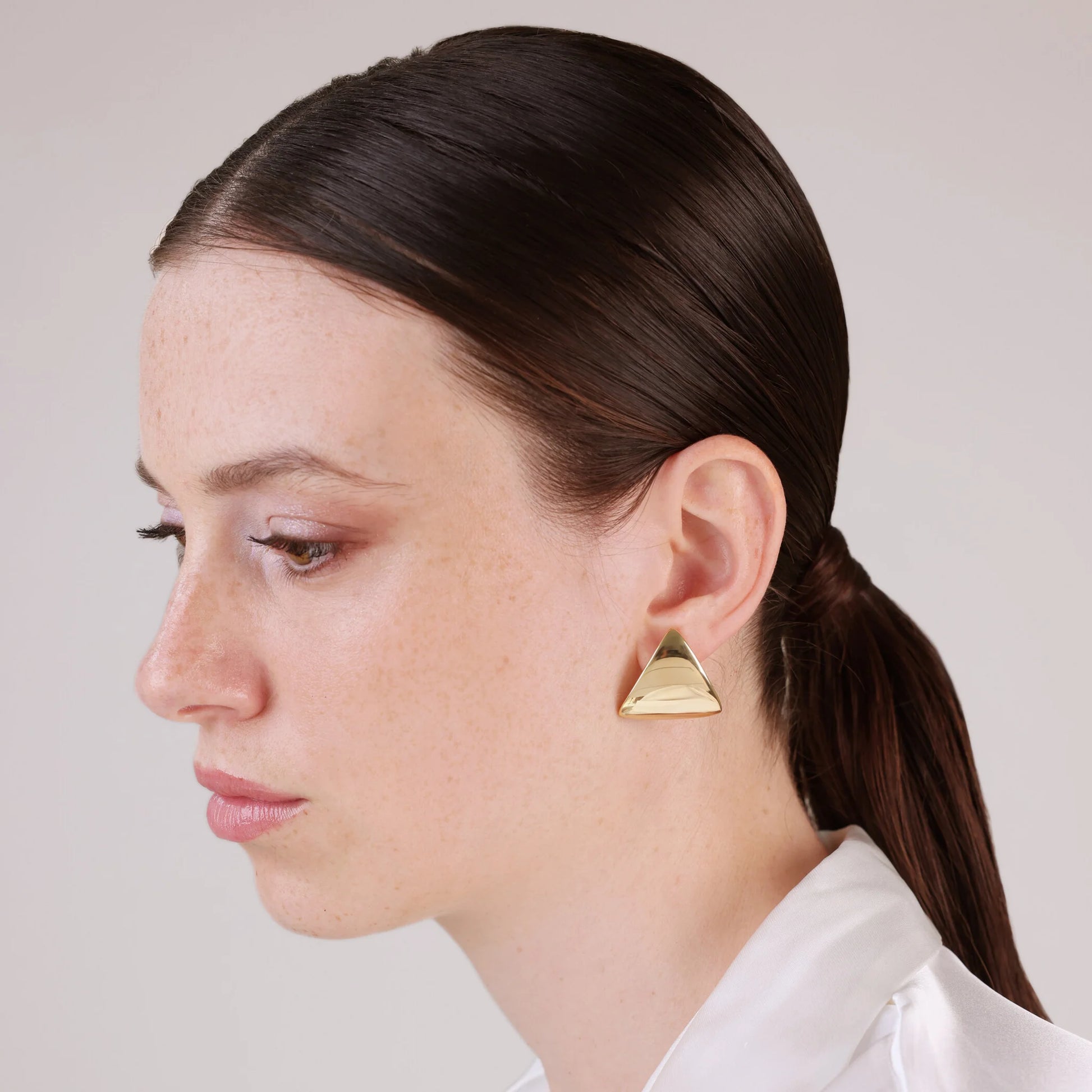 Triangular Lobe Earrings in 925 Silver plated with 18Kt Yellow Gold