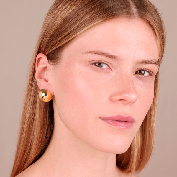 Orecchini a Sfera Lucidi in Argento 925 placcato Oro Giallo 18K