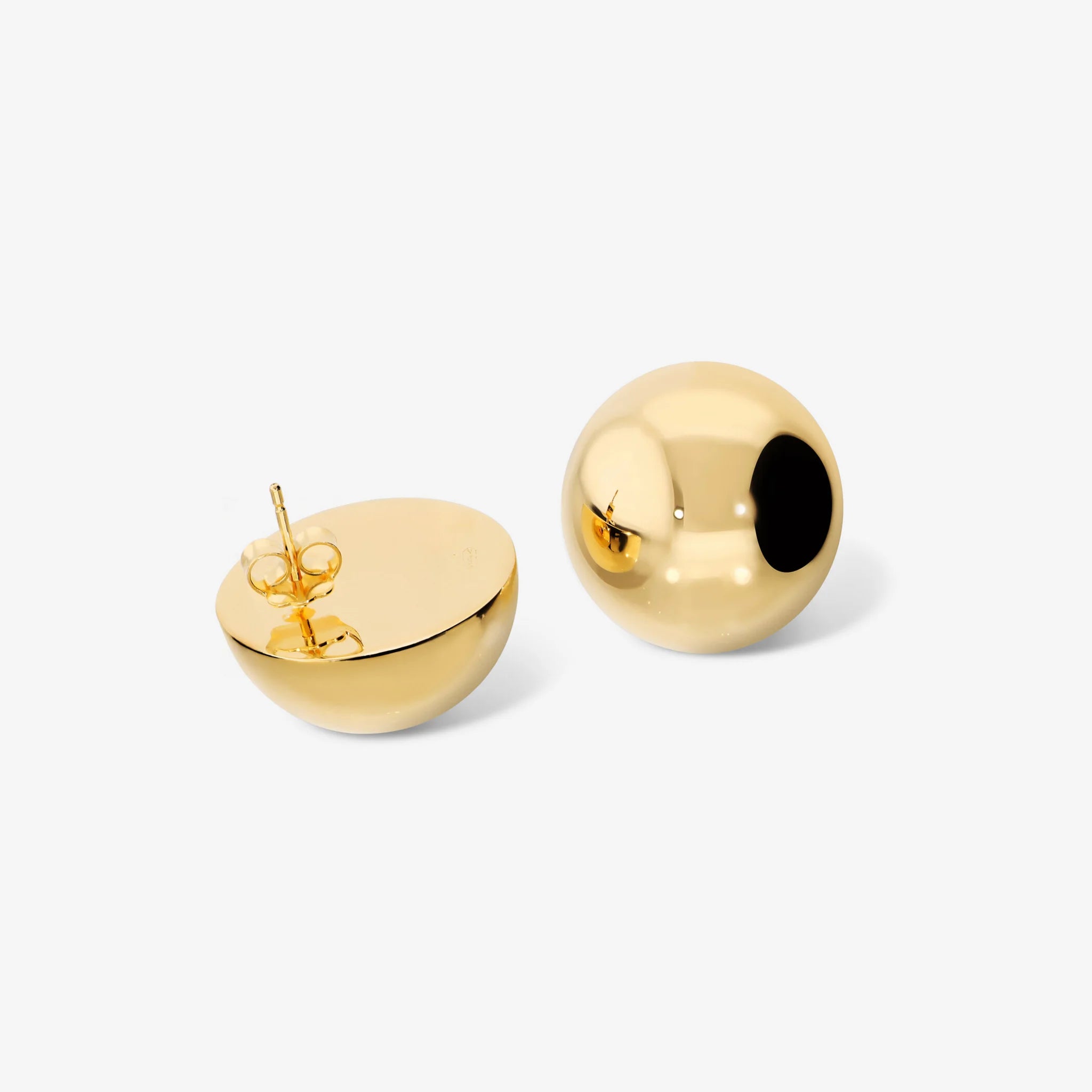Glänzende Kugelohrringe aus 925er Silber, vergoldet mit 18 Karat Gelbgold - 24mm