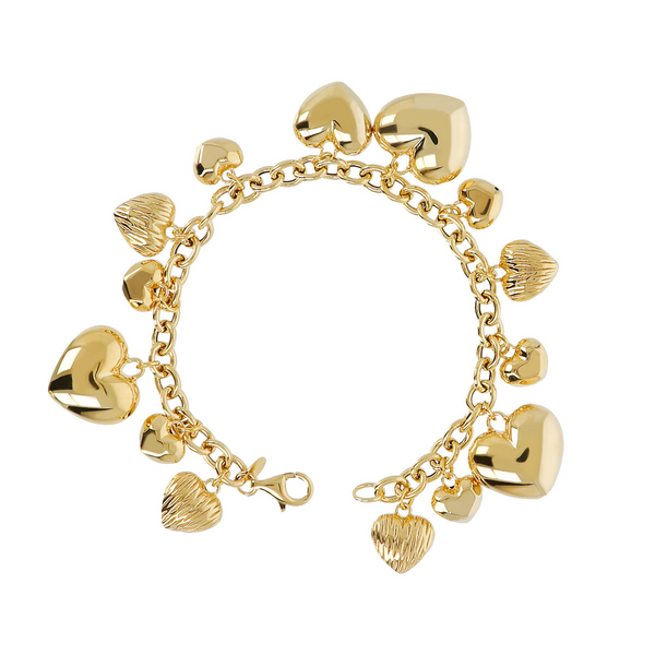 Rolo Chain Bracelet with Hearts Pendants