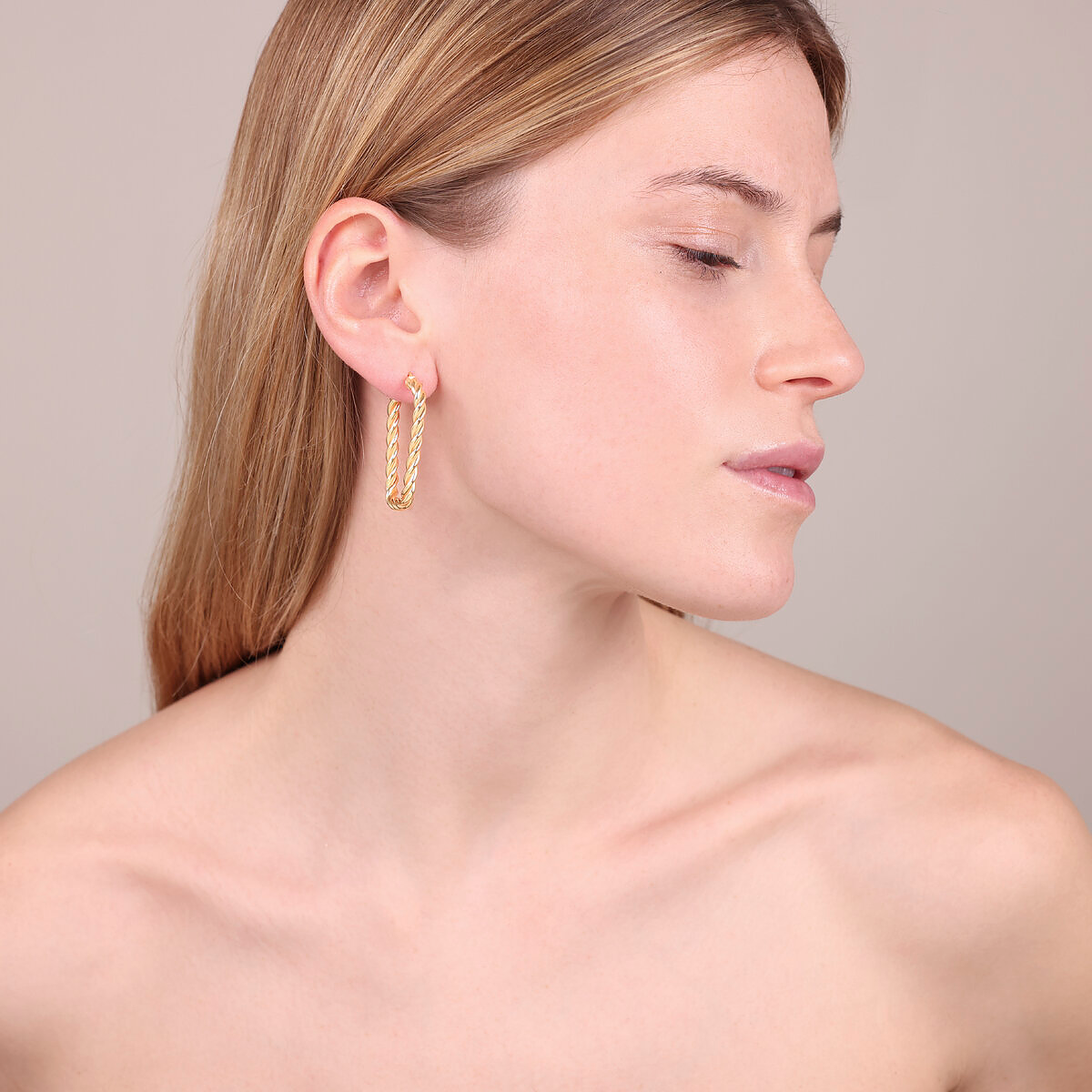 Earrings Design Rope in 925 Silver plated with 18Kt Yellow Gold