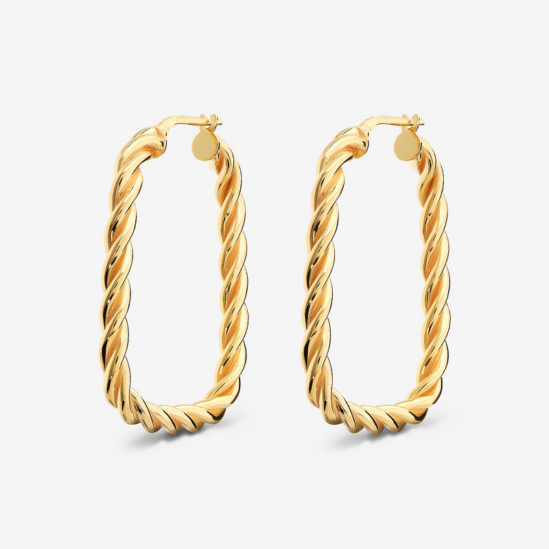 Orecchini Design Corda in Argento 925 placcato Oro Giallo 18Kt