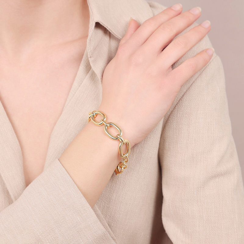 Retro Bracelet in 950 Silver plated with 18Kt Yellow Gold