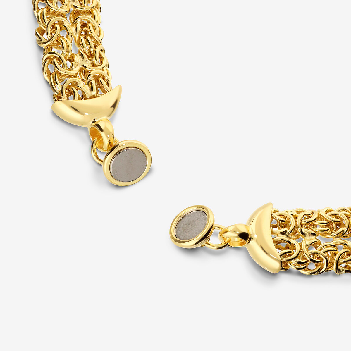 Bracelet Maxi Maille Byzantine en Argent 925 plaqué Or Jaune 18Kt