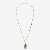 Collana Rosario di Spinello e Granato in Argento 925 placcato Oro Giallo 18Kt con Pendente Navette con Pietre Naturali