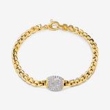 Bracciale Maglia Veneziana in Argento 925 placcato Oro Giallo 18Kt con Pavé di Cubic Zirconia