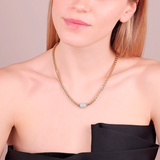 Collana Girocollo Maglia Veneziana in Argento 925 placcato Oro Giallo 18Kt con Pavé di Cubic Zirconia