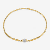 Collana Girocollo Maglia Veneziana in Argento 925 placcato Oro Giallo 18Kt con Pavé di Cubic Zirconia