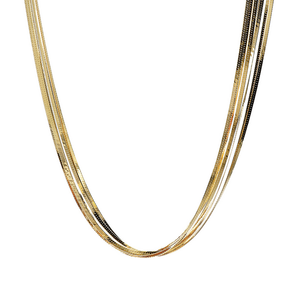 Multistrand Necklace with Flat Fluid Chain