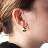 Boucles d'oreilles sphériques réversibles avec double placage en argent 925 plaqué or jaune et blanc 18 carats