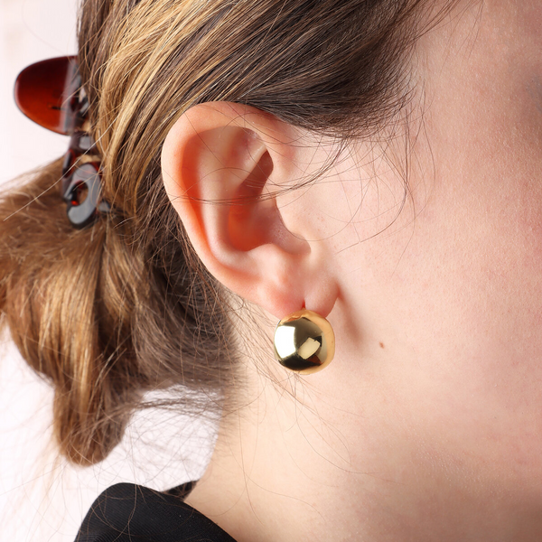 Boucles d'oreilles sphériques réversibles avec double placage en argent 925 plaqué or jaune et blanc 18 carats