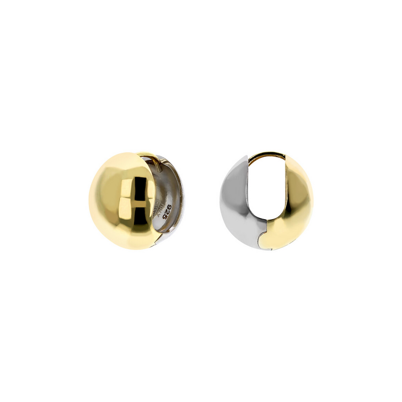 Reversible Spherical Earrings with Double Plating in 18kt yellow and white Gold plated 925 Silver