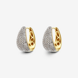 Orecchini 'Huggies' con Pavé di Topazi Bianchi in Argento 925 placcato Oro Giallo 18Kt