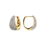 'Huggies' earrings with white topaz pavé in 18Kt yellow gold plated 925 silver