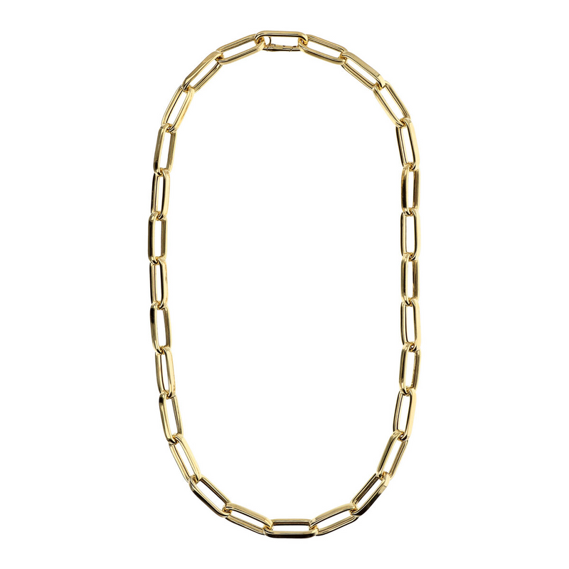 Maxi-Halskette mit ovalen Gliedern und verstecktem Verschluss aus 18 Karat Gelbgold vergoldetem 925er Silber