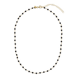 Rosary Necklace with Black Spinel in 18Kt Yellow Gold Plated 925 Silver
