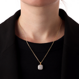 Rolo Knit Necklace with Cushion Pendant with Cubic Zirconia Pavé in 18Kt Yellow Gold Plated 925 Silver