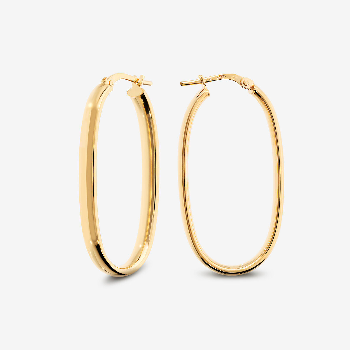 Petites Boucles d'Oreilles Ovales Allongées en Argent 925 doré à l'or fin 18ct