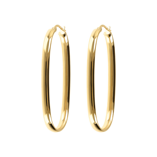 Large Elongated Oval Earrings in 18Kt Yellow Gold Plated 925 Silver