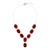 Tie Necklace in 18kt Yellow Gold Plated 925 Silver with Natural Red Carnelian Stones