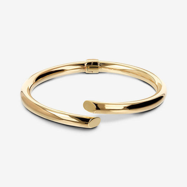Bracelet Rigide Contrarié en Argent 925 Plaqué Or Jaune 18 Carats