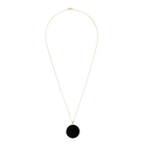 Long Necklace in 18kt Yellow Gold Plated 925 Silver with Black Onyx Natural Stone Pendant