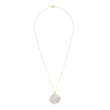 Long Necklace in 18kt Yellow Gold Plated 925 Silver with White Mother of Pearl Natural Stone Pendant