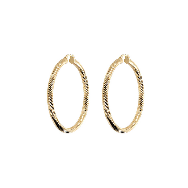 Hoop earrings in 18kt yellow gold plated 925 silver with diamond finish