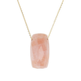 Necklace in 18kt yellow gold plated 925 Silver with Faceted Rose Quartz Natural Stone Pendant