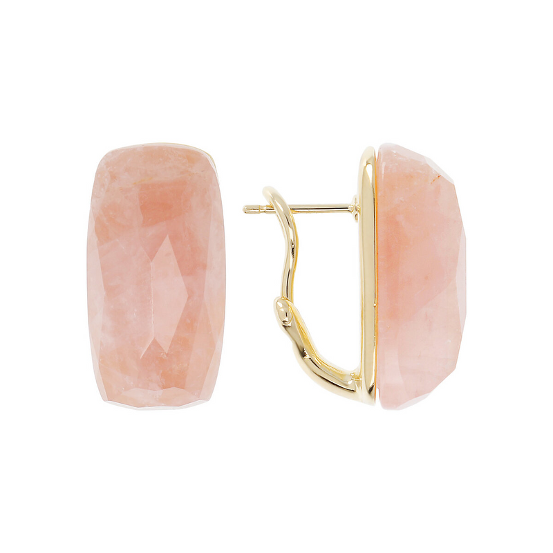 18kt yellow gold plated 925 silver earrings with natural rose quartz stone
