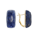 Earrings in 18kt yellow gold plated 925 Silver with Denim Blue Quartz Natural Stone