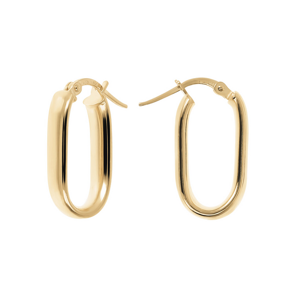 Small Elongated Oval Earrings in 18Kt Yellow Gold plated 925 Silver