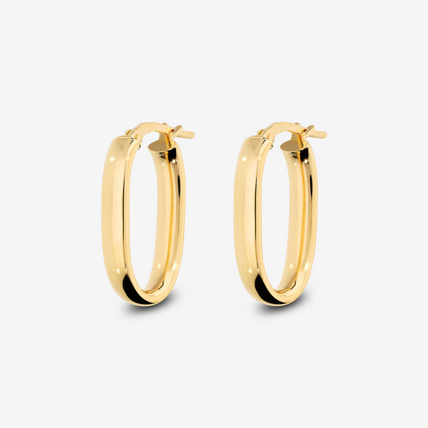 Petites Boucles d'Oreilles Ovales Allongées en Argent 925 doré à l'or fin 18ct