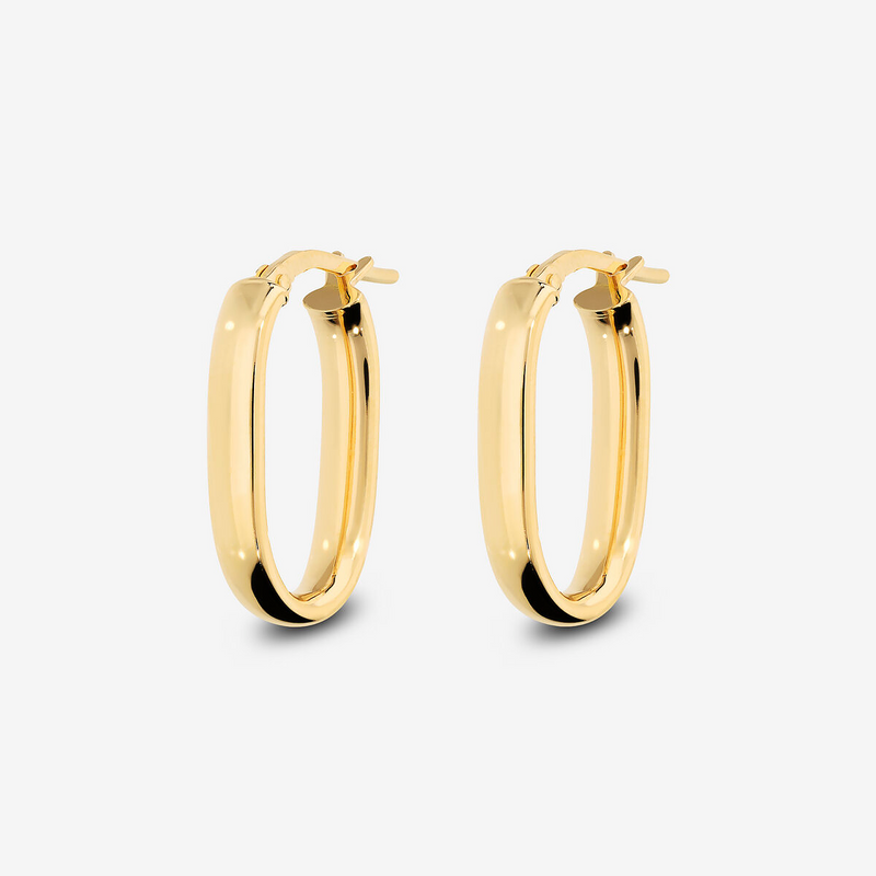 Orecchini Ovali Allungati Small in Argento 925 placcato Oro Giallo 18Kt