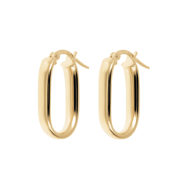 Small Elongated Oval Earrings in 18Kt Yellow Gold plated 925 Silver